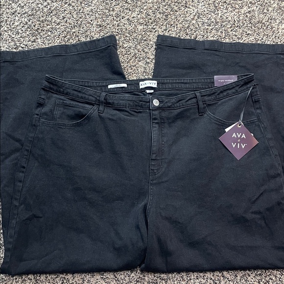 Ava & Viv Wide Leg High Rise Relaxed Fit Black Denim Jeans Plus Size 26 | NWT - Picture 2 of 9